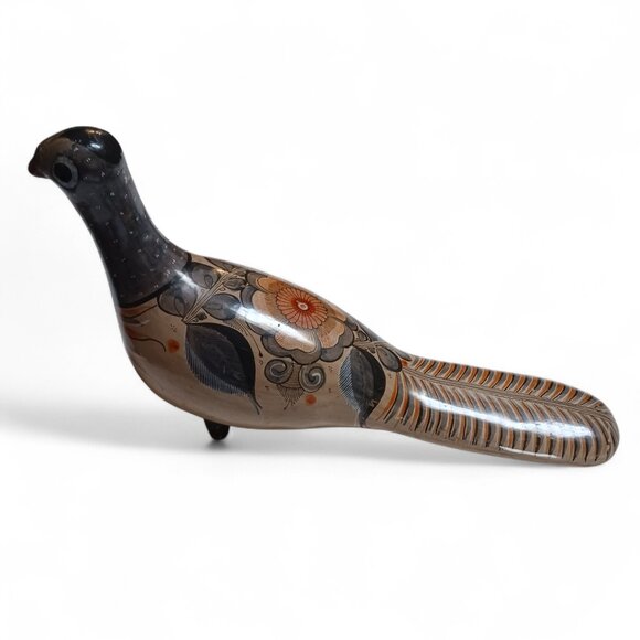 Signed R. Aguirre Tonalá Mexican Pottery Bird  Mid-Century Hand-Painted Folk Art - Picture 4 of 15